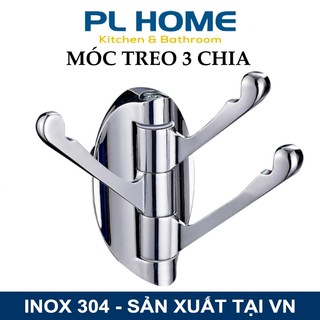 Móc treo đồ đơn PLE-PM3A chất liệu inox xi bóng cao cấp kiểu 3 chia loại lớn