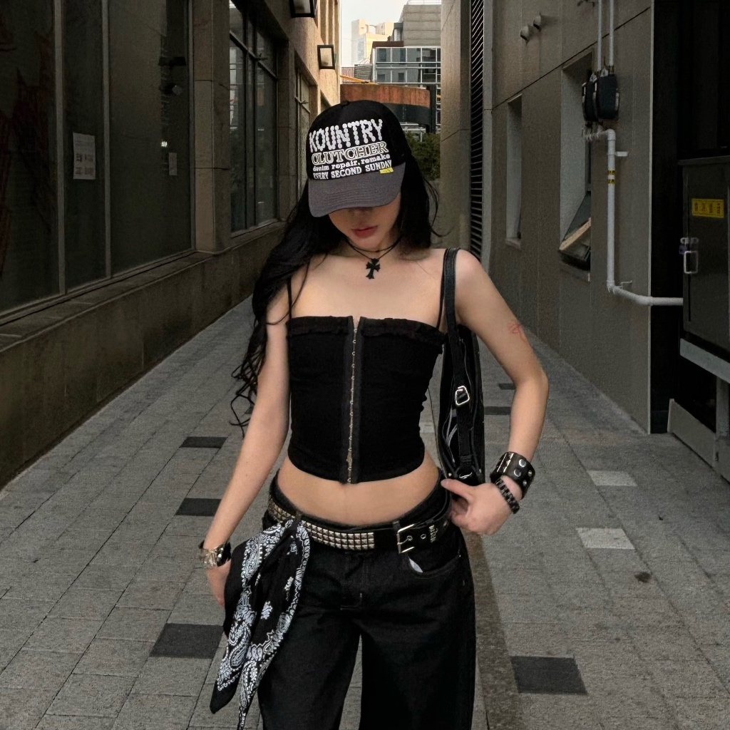 Áo Hai Dây TWENTI Dáng Corset Nẹp Gài Ôm Dáng