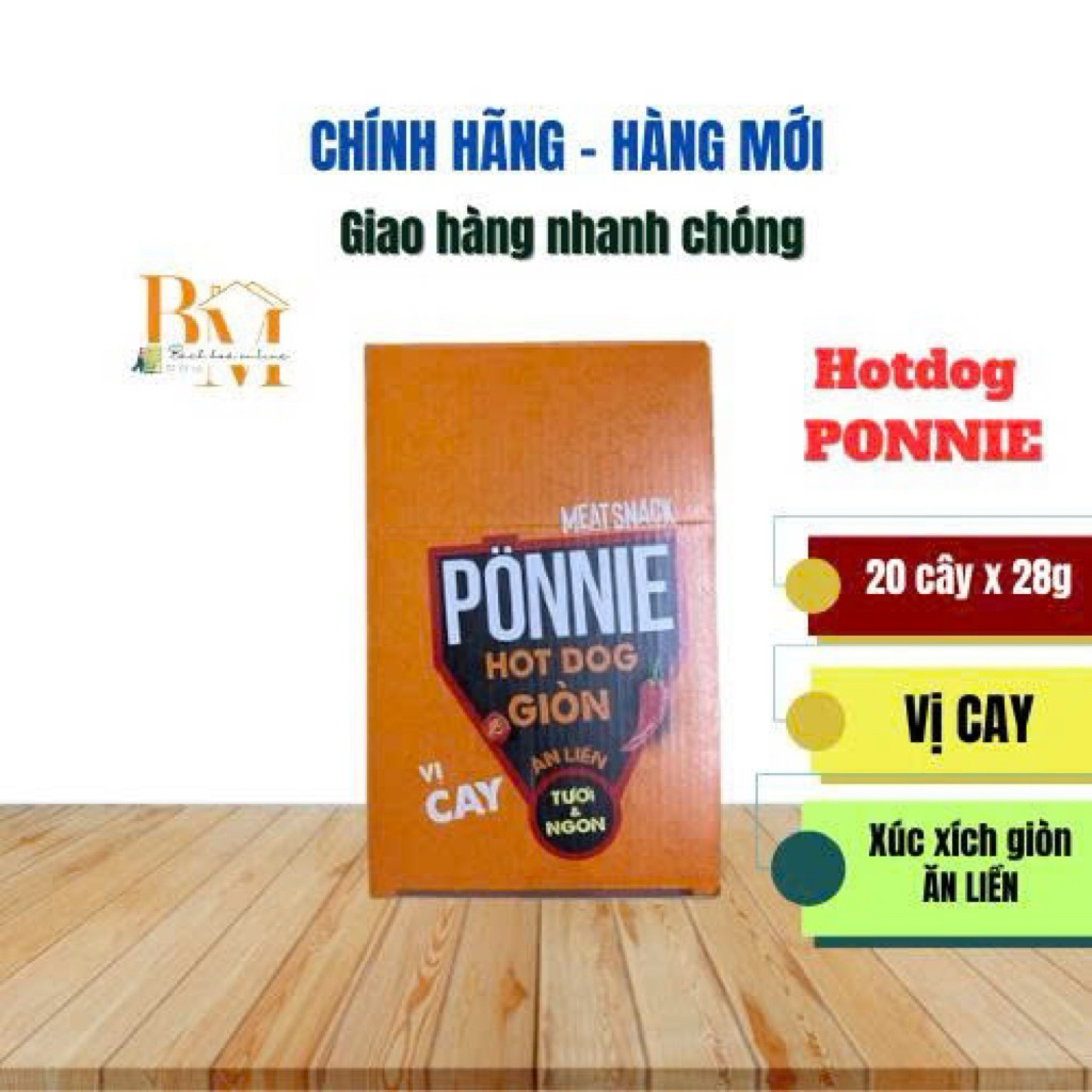 Hộp 20 Cây Xúc Xích HotDog Giòn PONNIE Vị Cay (20 Cây x 28g)