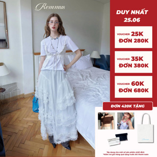 Claire Skirt - Remmus | Chân váy dài xếp tầng ren trắng dáng xoè cho nữ