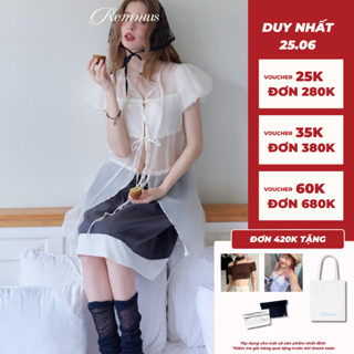 Katie Shirt - Remmus | Áo blouse dài thiết kế chất liệu tơ xuyên thấu và kate tay bồng cho nữ