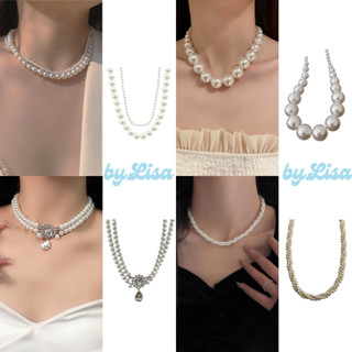 Vòng Cổ Hạt Ngọc Đính Đá Sang Trọng Phong Cách Dự Tiệc, Dây Chuyền Choker Cổ Retro Cổ Điển byLisa
