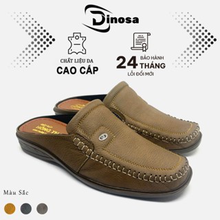  Giày Sabo Nam Da Bò Quai May Dinosa,Giày Sục Trung Niên Đế Cao Su Non Cao Cấp. 