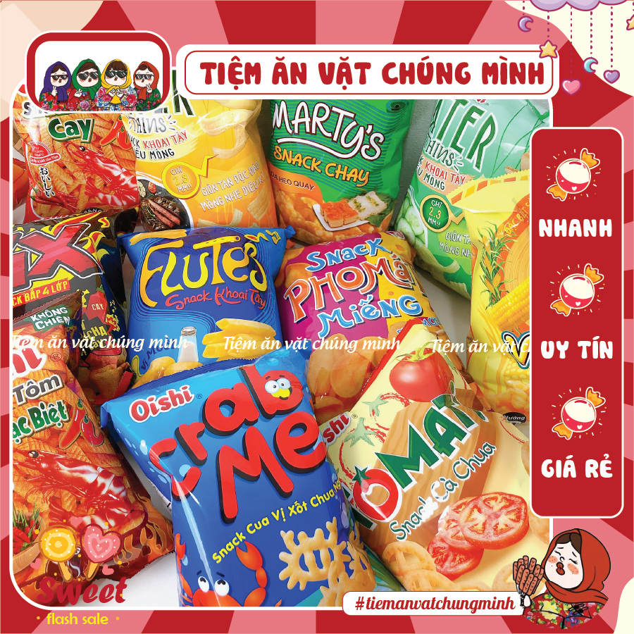 [GÓI KHỔNG LỒ 68G] Bim bim Oishi đủ vị hàng chính hãng, Đồ ăn vặt