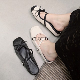  Dép bít mũi mũi vuông đính nơ xinh xắn dễ thương dành cho nữ Cloud The Shoes 