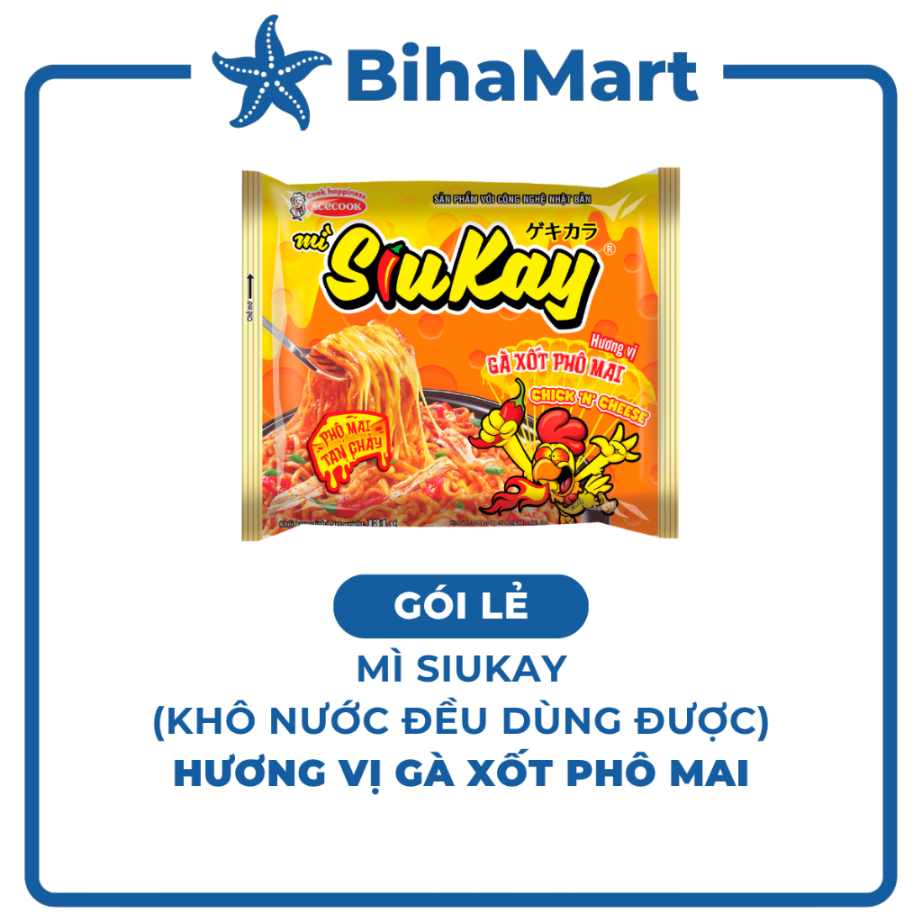 [GÓI LẺ]-ACECOOK- Mì Siukay hương vị Gà xốt phô mai, Siukay mì gà phô mai tan chảy Siukay, Mì cay 7 
