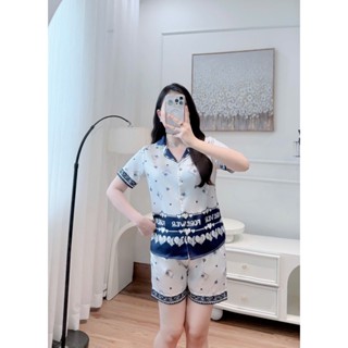 Bộ pyjama nữ Clover bộ lụa mặc nhà tay cộc quần đùi họa tiết tim xinh thanh lịch [BDL25003]