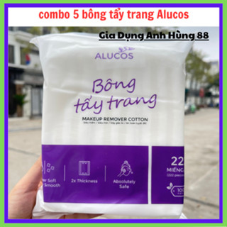 Combo 5 Gói Bông Tẩy Trang Alucos 222 Miếng, Bông Tẩy Trang 3 Lớp Mềm Mịn Tự Nhiên - GDAH88
