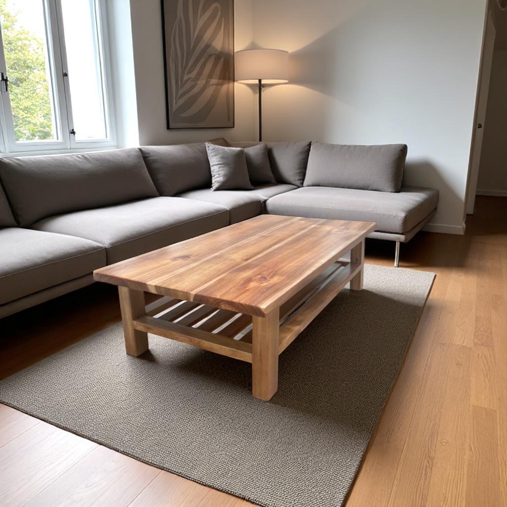 Bàn Trà Bệt Sofa Gỗ Tự Nhiên 2 Tầng  – Xưởng Mộc Maido