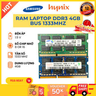  RAM DDR3 PC3  Laptop 4GB Bus 1333 10600S  - Tương Thích Cao Tháo Máy mới 99% 
