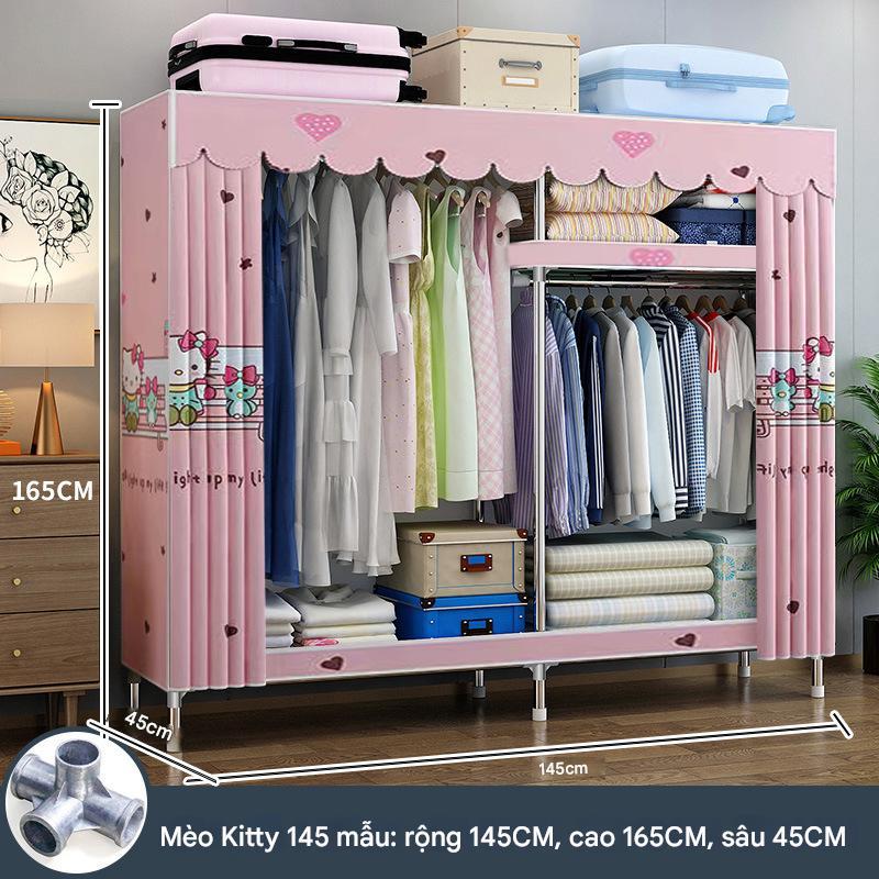 Tủ Quần Áo Tủ Vải Khung Thép Titan 2,3,4.5 buồng tủ đựng quần áo treo gấp gọn cỡ 2m5 lắp ráp đa năng | BigBuy360 - bigbuy360.vn