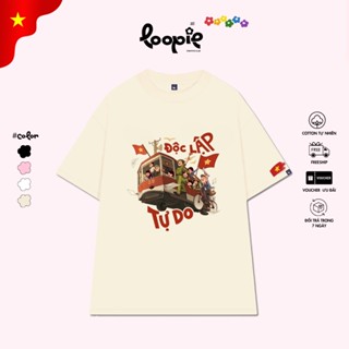 Áo Thun Unisex In Bus Độc Lập Tự Do By Loopie – LP18 Form Oversize Dành Cho Nam Nữ