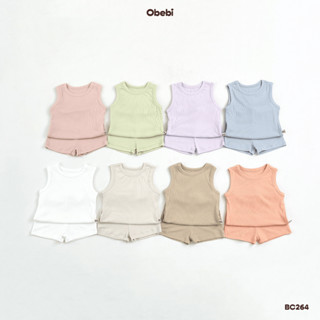 Combo 2 Bộ Quần Áo Ba Lỗ Obebi Cotton Gân Mát Mẻ Chống UV Cho Bé Trai Bé Gái từ 5kg - 19kg CB97 - Combo 2 BC264