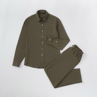  Đồ Bộ Nam Áo Sơ Mi Dài Tay Quần Dài Chất Liệu Đũi Mát Nhẹ Thấm Hút Mồ Hôi Nhanh Màu Đen Trắng Xám 