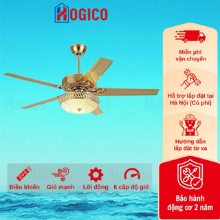 Quạt trần đèn HÀNG LOẠI 1, CÓ CÁP AN TOÀN CHỐNG RƠI, 5 Cánh, Động cơ DC lõi đồng, Trang trí Phòng khách
