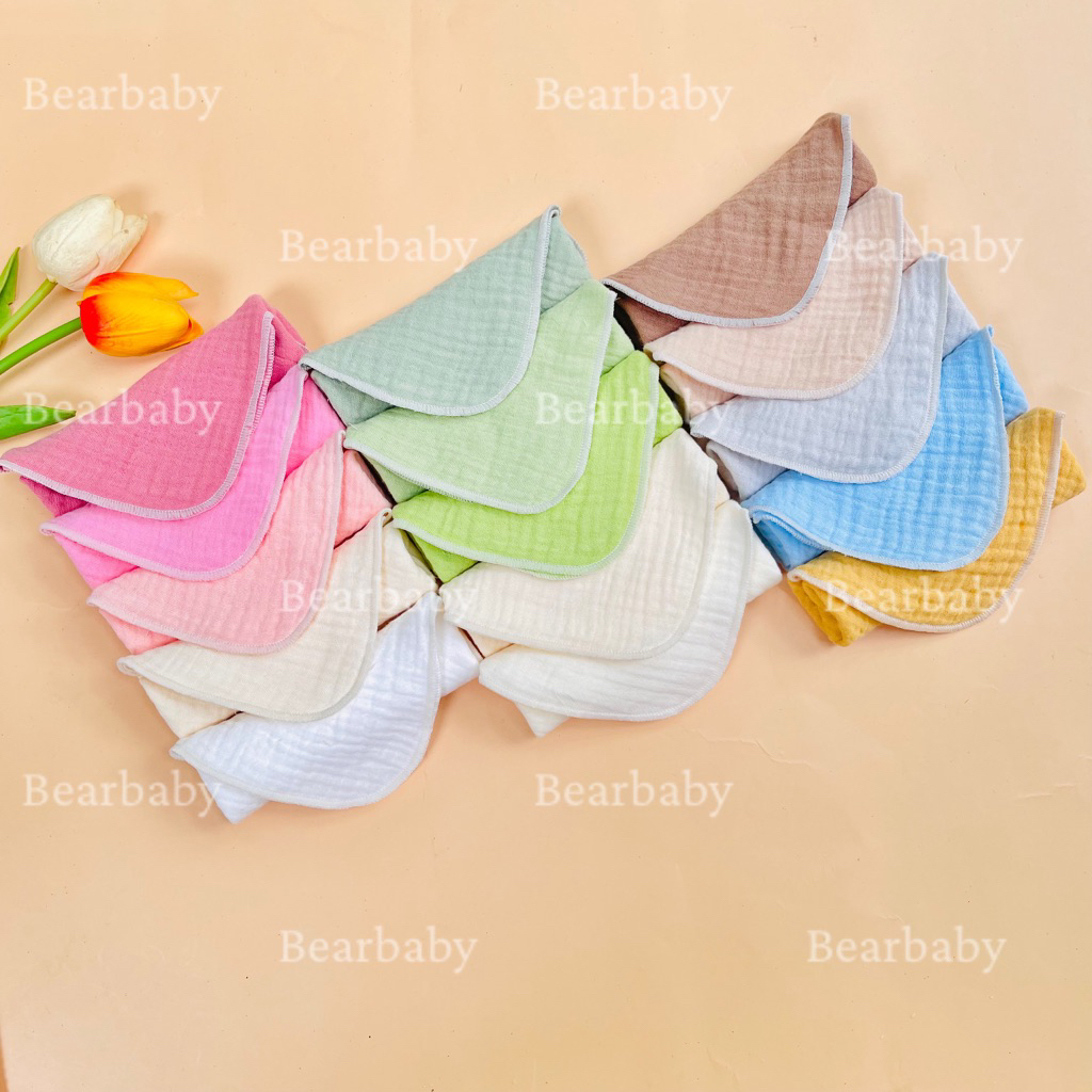 [TRƠN SIÊU MỀM] Set 5 Khăn Xô Sữa Muslin TRƠN Cho Bé Sơ Sinh Siêu Mềm Mịn,Thấm Hút Tốt
