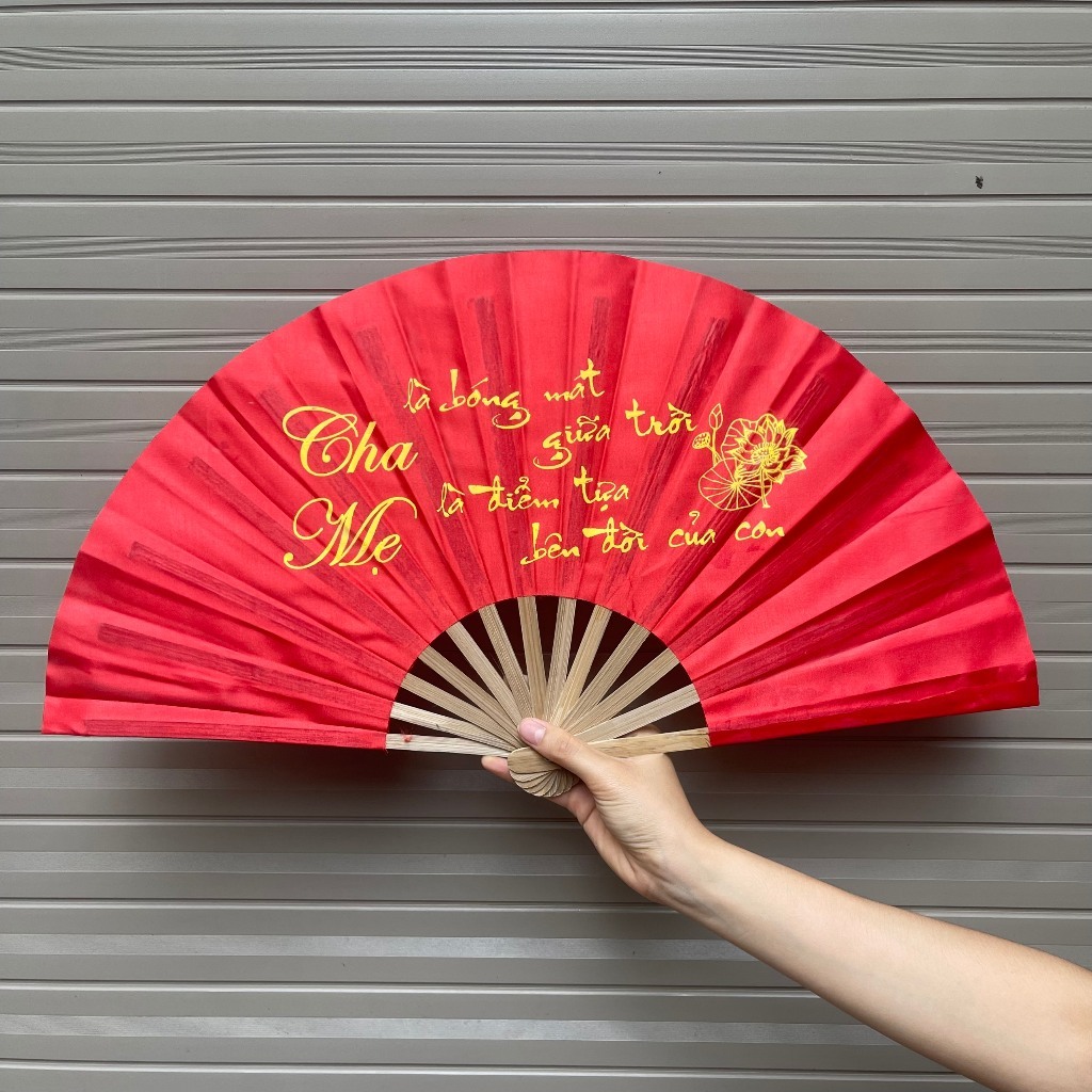 Quạt Lụa In Chữ, Quạt Vải Cầm Tay Đẹp