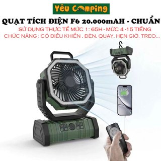  Quạt Tích Điện Camping F6 20000mAh Màu Cam Màu Xanh dùng liên tục 65 tiếng test thực tế 