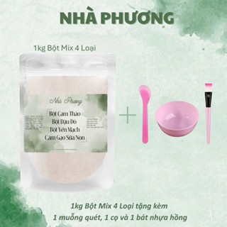  Bột Mix 4 Loại  Cam Thảo Đậu Đỏ Yến mạch Cám Gạo Sữa Non  gói 250g,500g,1kg - Bột Nhà Phương 