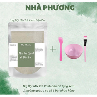 Bột mix trà xanh & đậu đỏ gói 250g,500g,1kg  tặng kèm quà - Bột Nhà Phương 