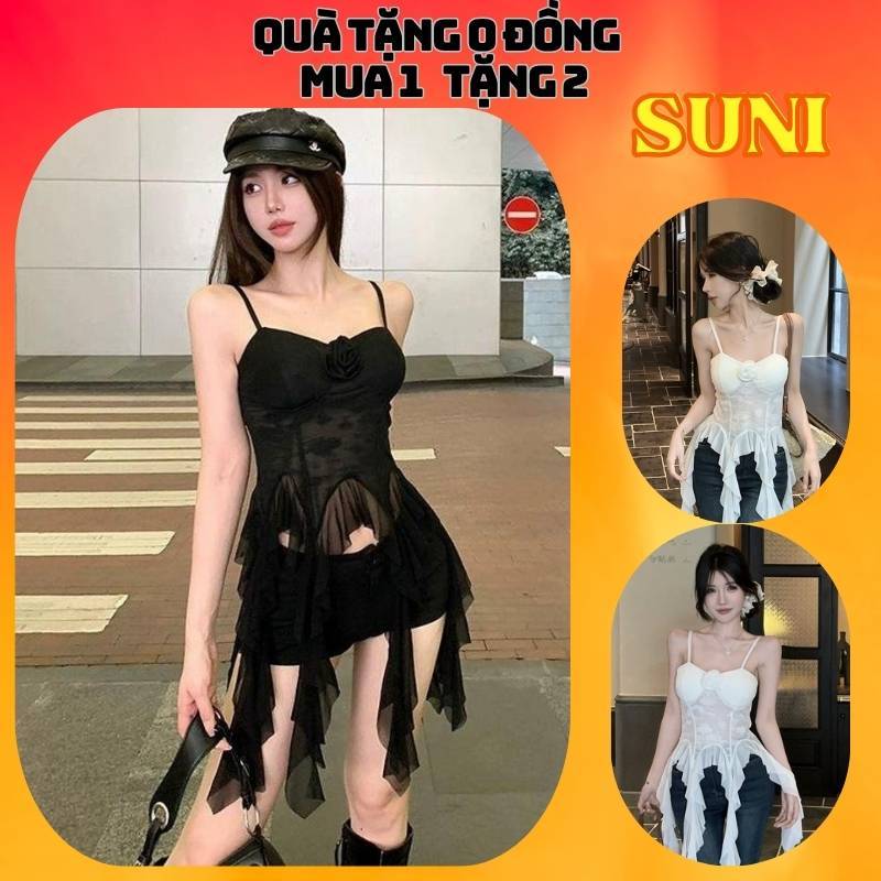 Áo kiểu cho nữ Áo 2 dây có cúp ngực đính hoa thiết kế tua rua thời trang Áo quây Áo tank top  AT27