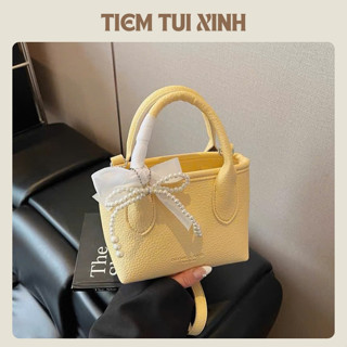  Túi xách đeo chéo cầm tay kèm charm nơ xinh xắn phù hợp đi chơi đi tiệc - T66 