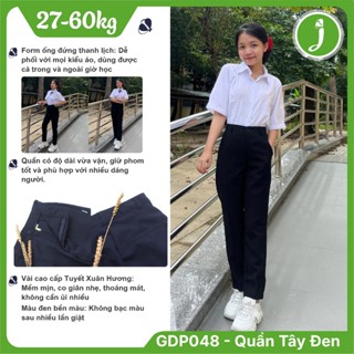 Quần tây học sinh nữ ống đứng xuân hương mềm co giãn nhẹ màu đen Kaki cao cấp mềm, thoáng mát Jadiny