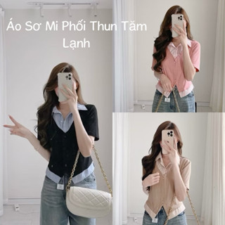 Áo Sơ Mi Kẻ Phối Áo Thun Tay Ngắn Bigsize 45-85kg Chất Vải Thun Tăm Lạnh Kiểu Sang Trọng Thanh Lịch
