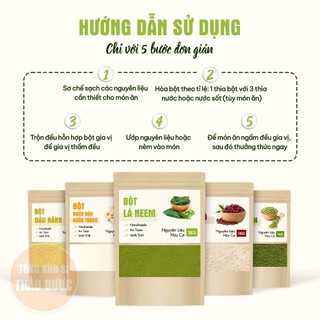 Bột lá neem nguyên chất 100g, bột lá nem kháng khuẩn, dưỡng da, mờ thâm sạm