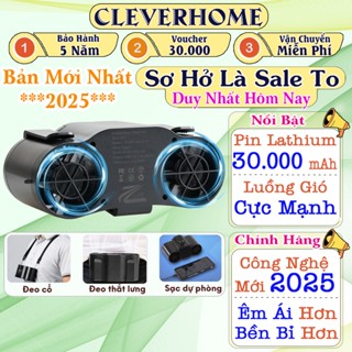 Quạt đeo thắt lưng pin 30000 mAh 2025, quat đeo hông treo cổ tích điện sạc điện thoại dự phòng