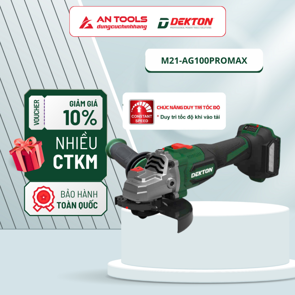 Máy mài góc Dekton M21-AG100PROMAX - Đầy Đủ Tính Năng An Toàn, Dùng Pin Tốc Cao