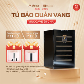 Tủ Bảo Quản Rượu Vang Vinocave 28 Chai Kính Cường Lực Tráng Gương Cao Cấp - Bảo Hành 12 Tháng