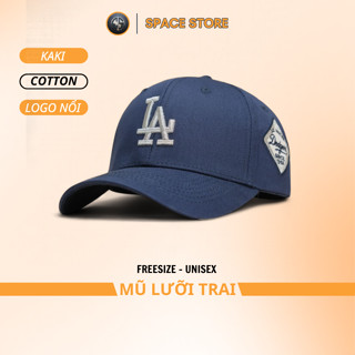 Nón mũ lưỡi trai LA màu xanh than logo bạc cao cấp full hộp dành cho nam và nữ free size