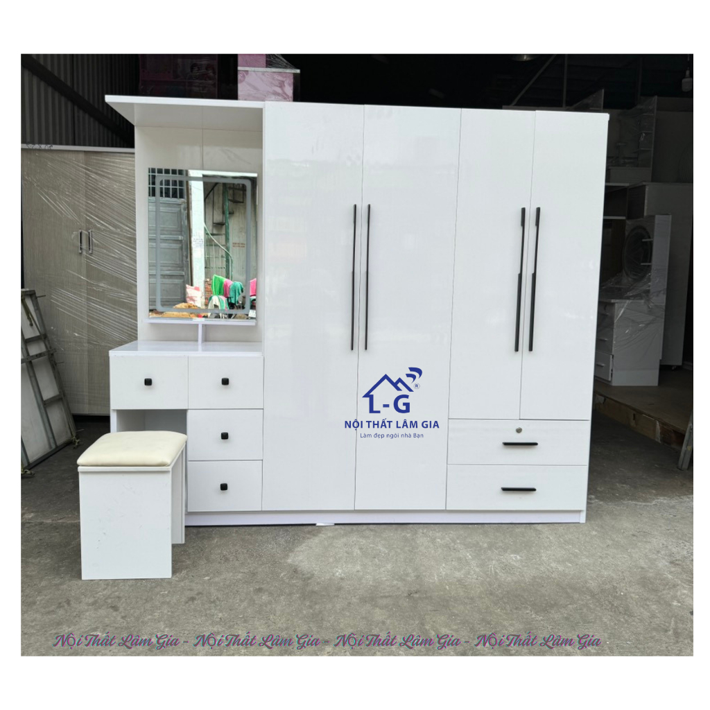 [HỎA TỐC HCM] Tủ nhựa Đài Loan có bàn trang điểm màu trắng tinh - tủ nhựa quần áo tặng gương LED cảm