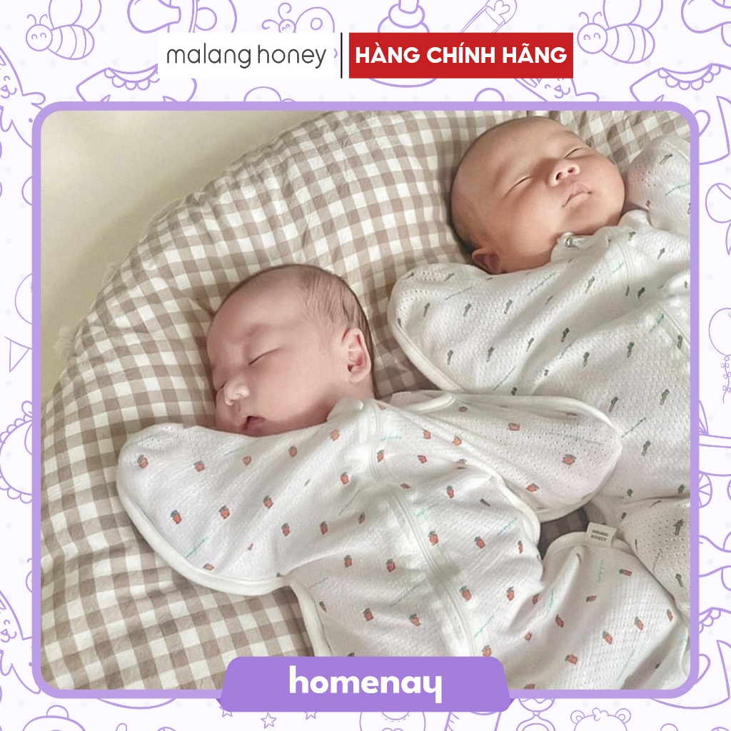 Nhộng chũn trùm chân vải mesh thoáng khí, thông hơi giúp bé ngủ ngon Malang Honey/ Dotori Hàn Quốc