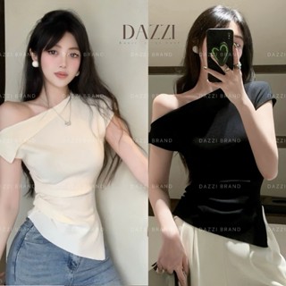 [DEAL MỞ BÁN] Áo thun nữ lệch vai nhún eo kiểu dáng tiểu thư sang trọng DAZZI vải cotton mịn mát woman [A038]