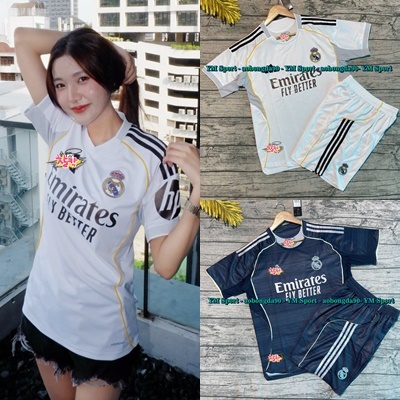 Quần Áo Bóng Đá CLB REAL TRẮNG 25/26 - HÀNG IN THEO YÊU CẦU  - Chuẩn Mẫu Thi Đấu 99%- Vải Thái