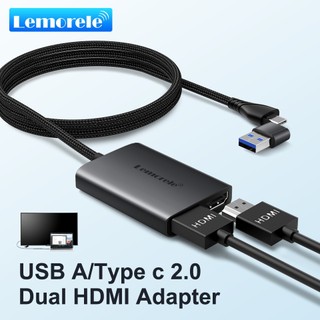 Lemorele HD10 Extender Hub USB A&USB C/Type C Port Adapter 1080P 60Hz Mở rộng 2 màn hình khác nhau cho Windows Mac