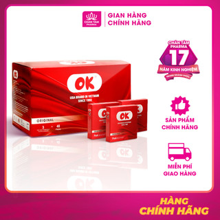   Chính Hãng  Bao Cao Su Không Mùi OK Original Hộp 144 Cái - Pack 3 
