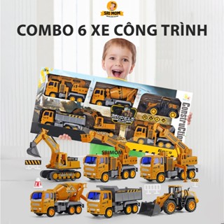 Combo 6 Xe Công Trình Size Lớn, Set Bộ Đồ Chơi Mô Hình Xe - Máy Móc Công Trình Xây Dựng Cho Bé