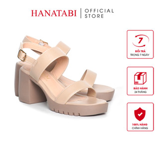 Giày Sandal Nữ Đế PU Siêu Nhẹ Cao 7cm Hanatabi Quai Ngang Hậu Khóa Sau (35-39) Mã HNSDG7F1200