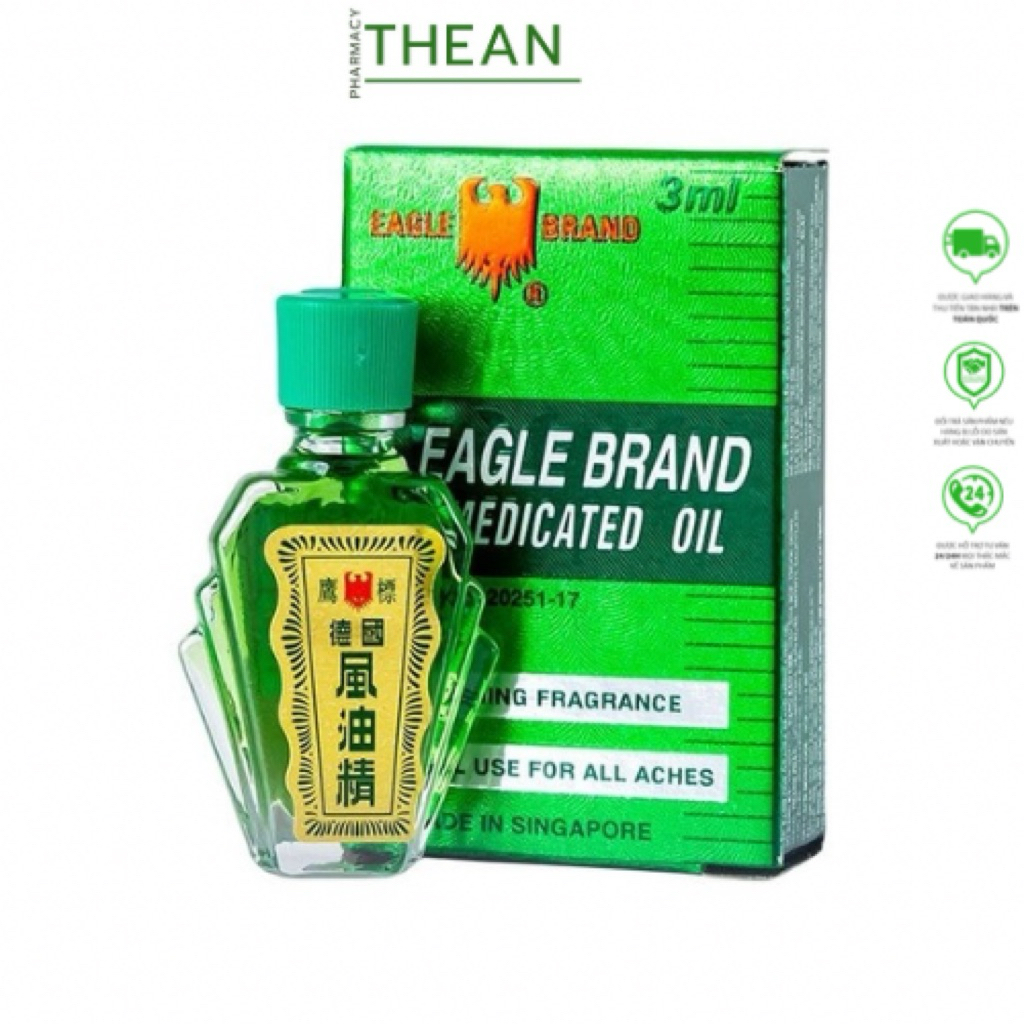[Chính Hãng] [Combo 12 chai] Dầu gió xanh con ó Eagle Thái Lan 3ml - Giảm đau, giữ ấm, thư giãn