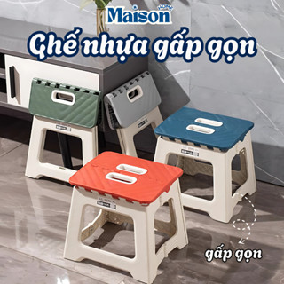 Ghế nhựa gấp gọn cao cấp MAISON, Ghế xếp mini tiện lợi, có tay cầm, chịu lực tốt