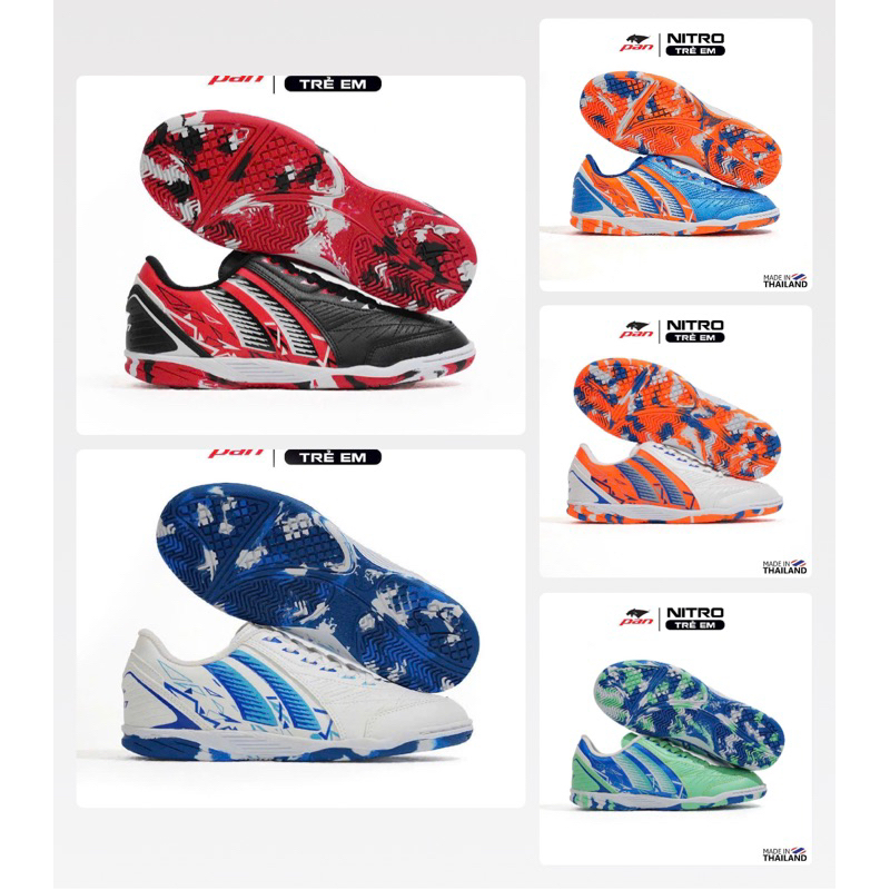 Giày đá bóng trẻ em trong nhà, Pan Thailand đế bằng sân Futsal, giày trẻ em đế IC