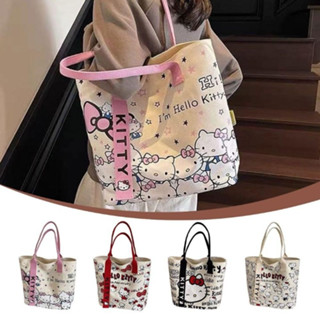  Túi Vải Tote Hello Kitty Hoạt Hình Dễ Thương Dung Tích 37x33x4cm – Phong Cách Sanrio 