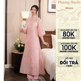  Áo dài cách tân nữ áo dài 4 tà thiết kế thêu hoa nổi phối quần lụa tây thi mềm mại đi chụp ảnh - Phương Huyền PH81 