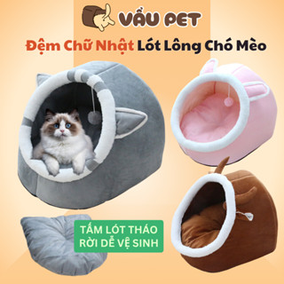 Nhà Cho Chó Mèo Có Tai Kèm Quả Bông - Ổ Chó Mèo Dễ Thương Vẩu Pet Shop