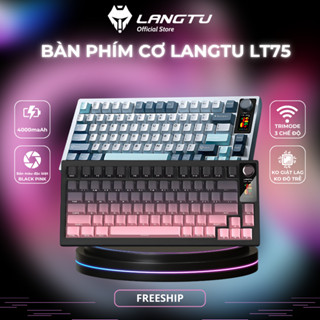 Bàn phím cơ không dây hotswap LANGTU LT75 GASKET RGB Màn hình điện tử  núm xoay, bàn phím cơ cap cấp gaming, văn phòng