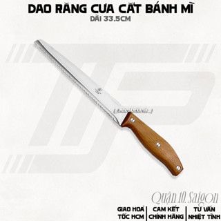 Dao Răng Cưa Cắt Bánh Mì Cán Gỗ Vàng - 33.5cm