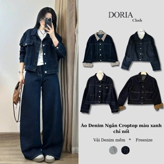Áo khoác jean nữ croptop form unisex nam nữ đi học đi làm đi chơi denim jacket Doria